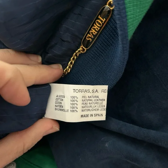 TORRAS Green Suede Leather Bomber Jacket Made in Spain, vintage Size M